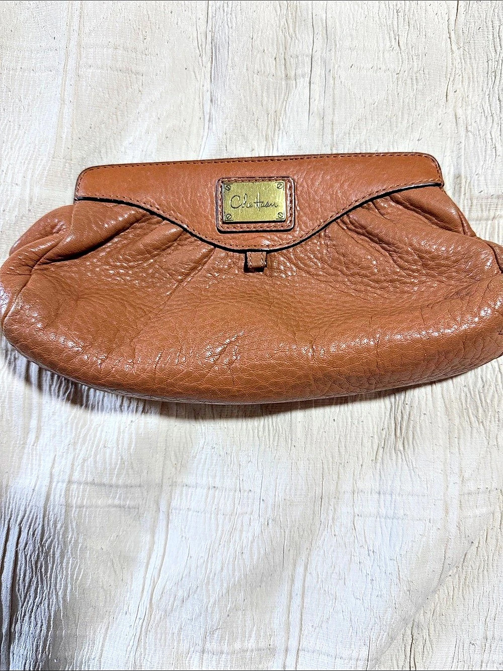 Cole Haan Leather-Look Clutch in Brown